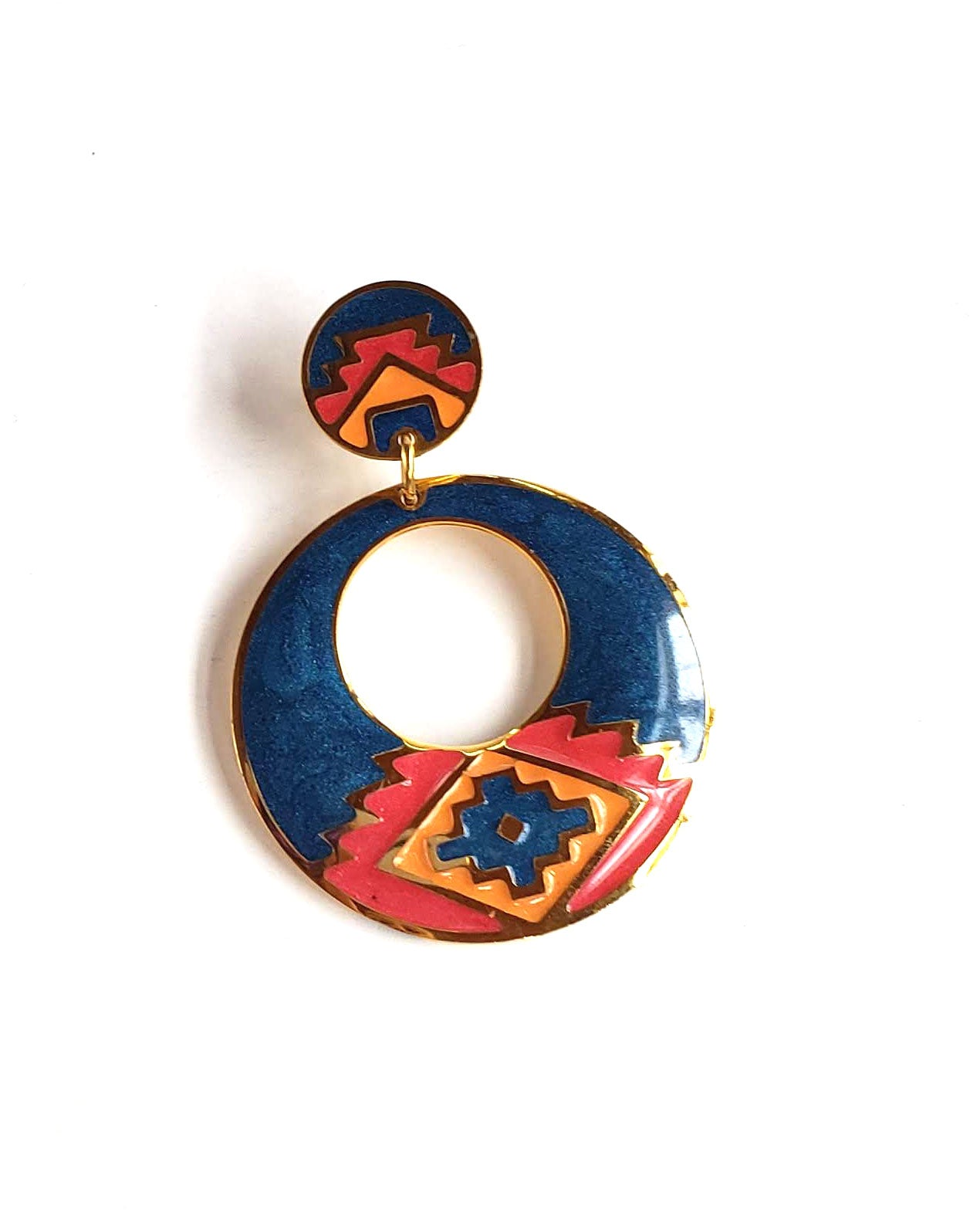 90s Southwest Aztec Enamel Earrings