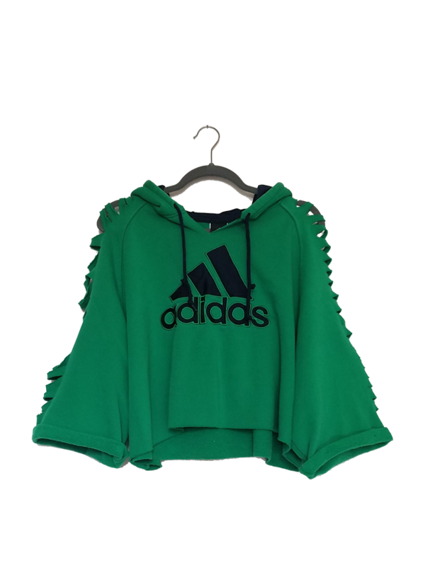 Altered Cropped Adidas Hoodie with Cutout Sleeves (Only 1)