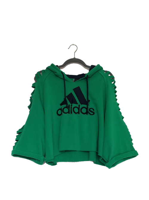 Altered Cropped Adidas Hoodie with Cutout Sleeves (Only 1)
