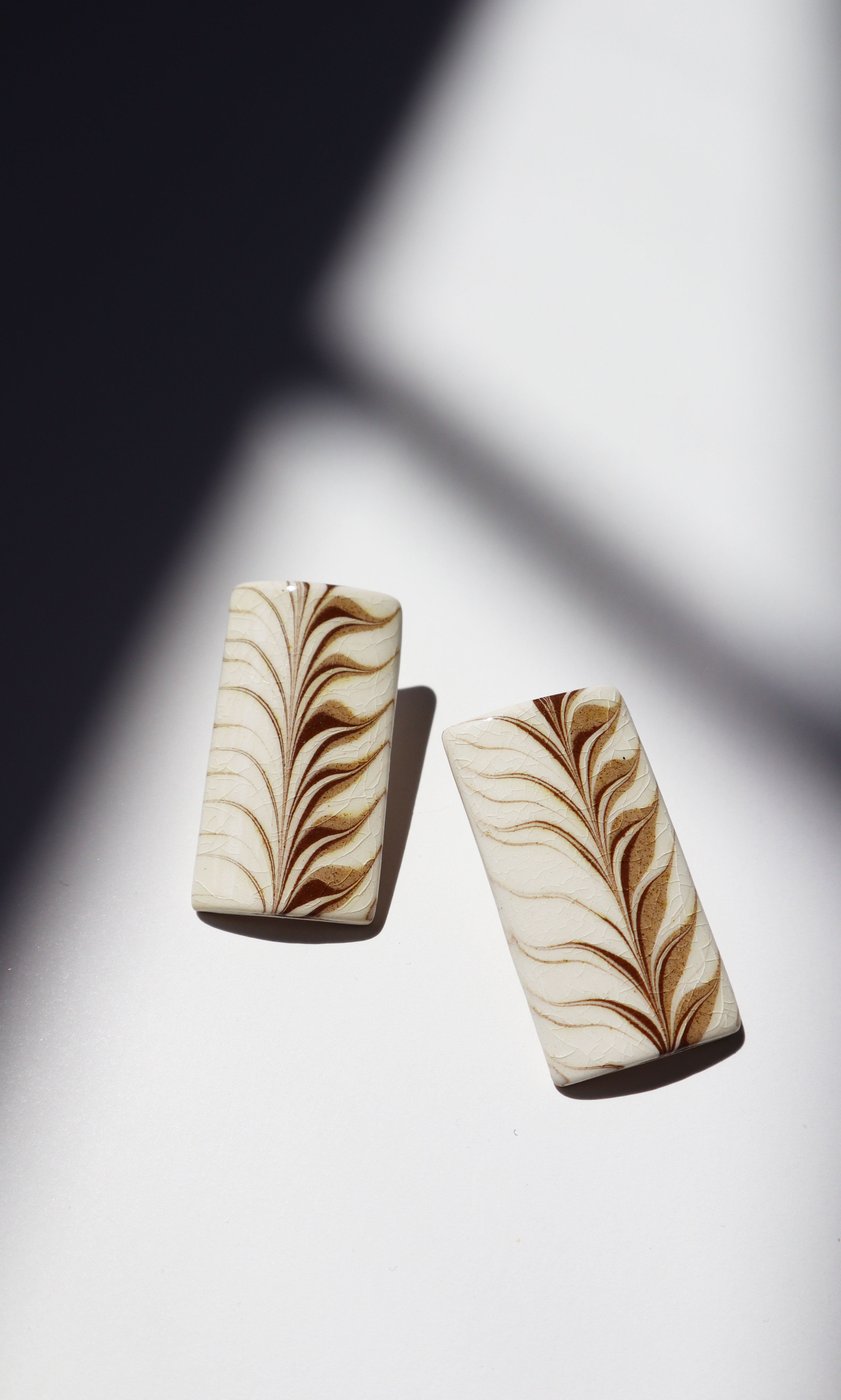 Vintage Creamy Gold Ceramic Glazed Earrings