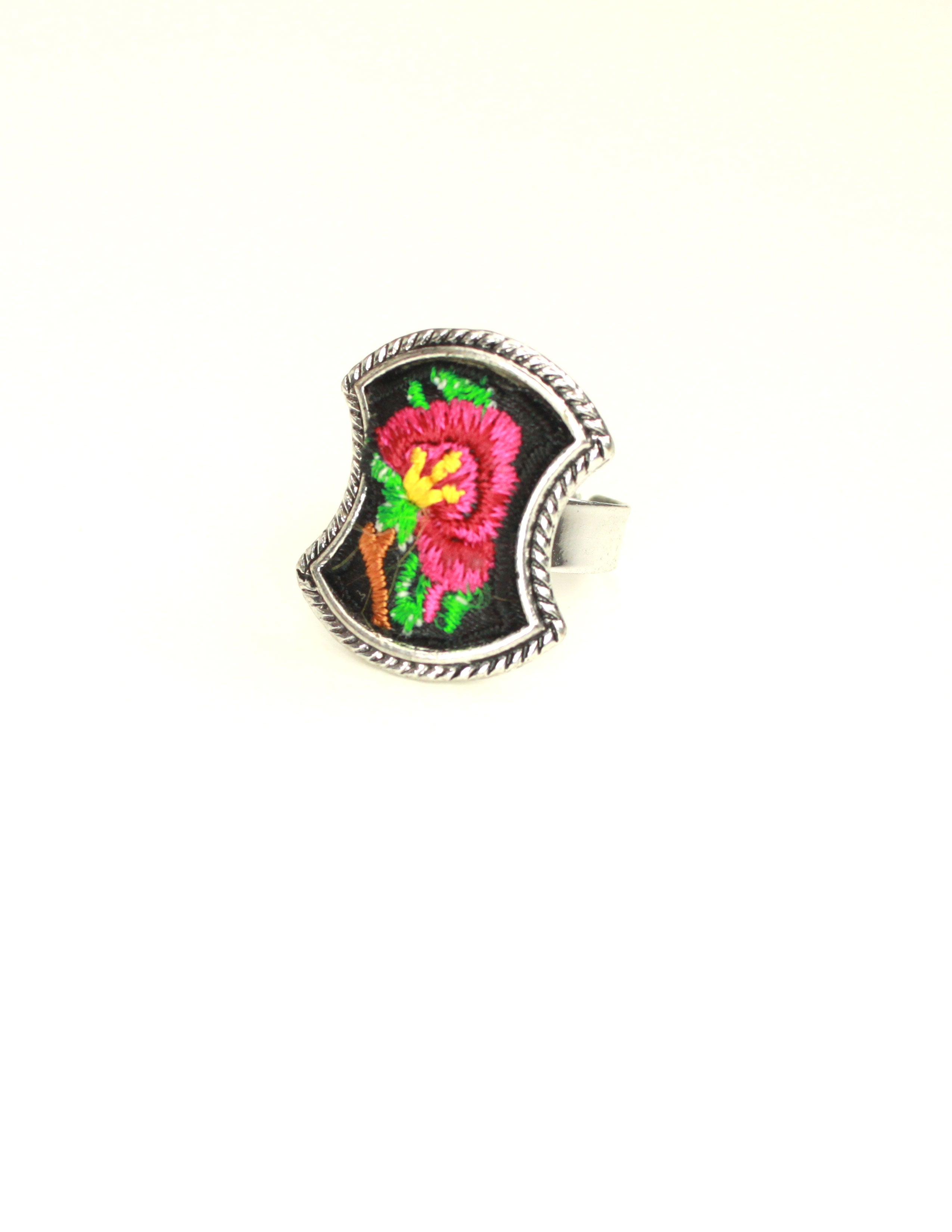 Geometric Shaped Embroidered Ring