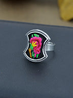 Geometric Shaped Embroidered Ring