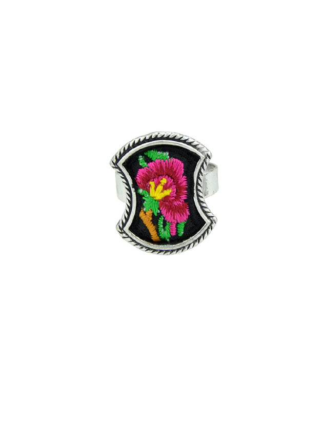 Geometric Shaped Embroidered Ring