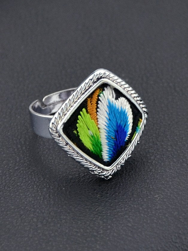 Diamond Shaped Embroidered Ring