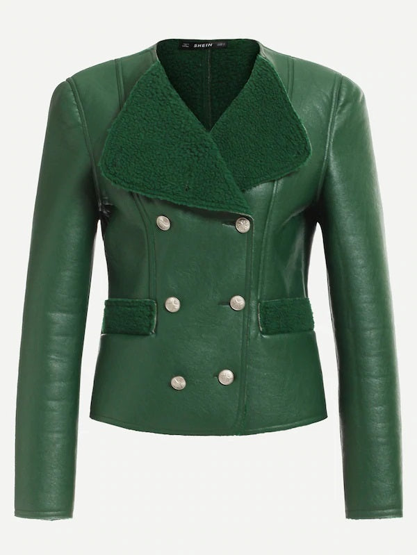 To Those About 2 Rock Emerald Pleather/Faux Sherpa Jacket