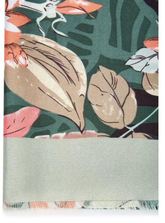 Welcome to the Jungle Tropical Print Wrap Scarf