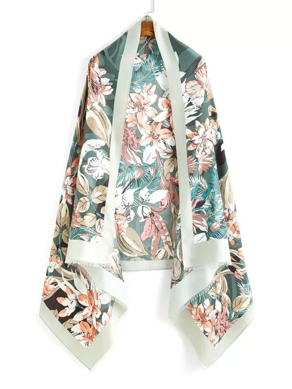 Welcome to the Jungle Tropical Print Wrap Scarf