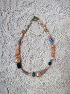 Eye of Blue - Recycled Handmade Pearls & Found Beads Necklace