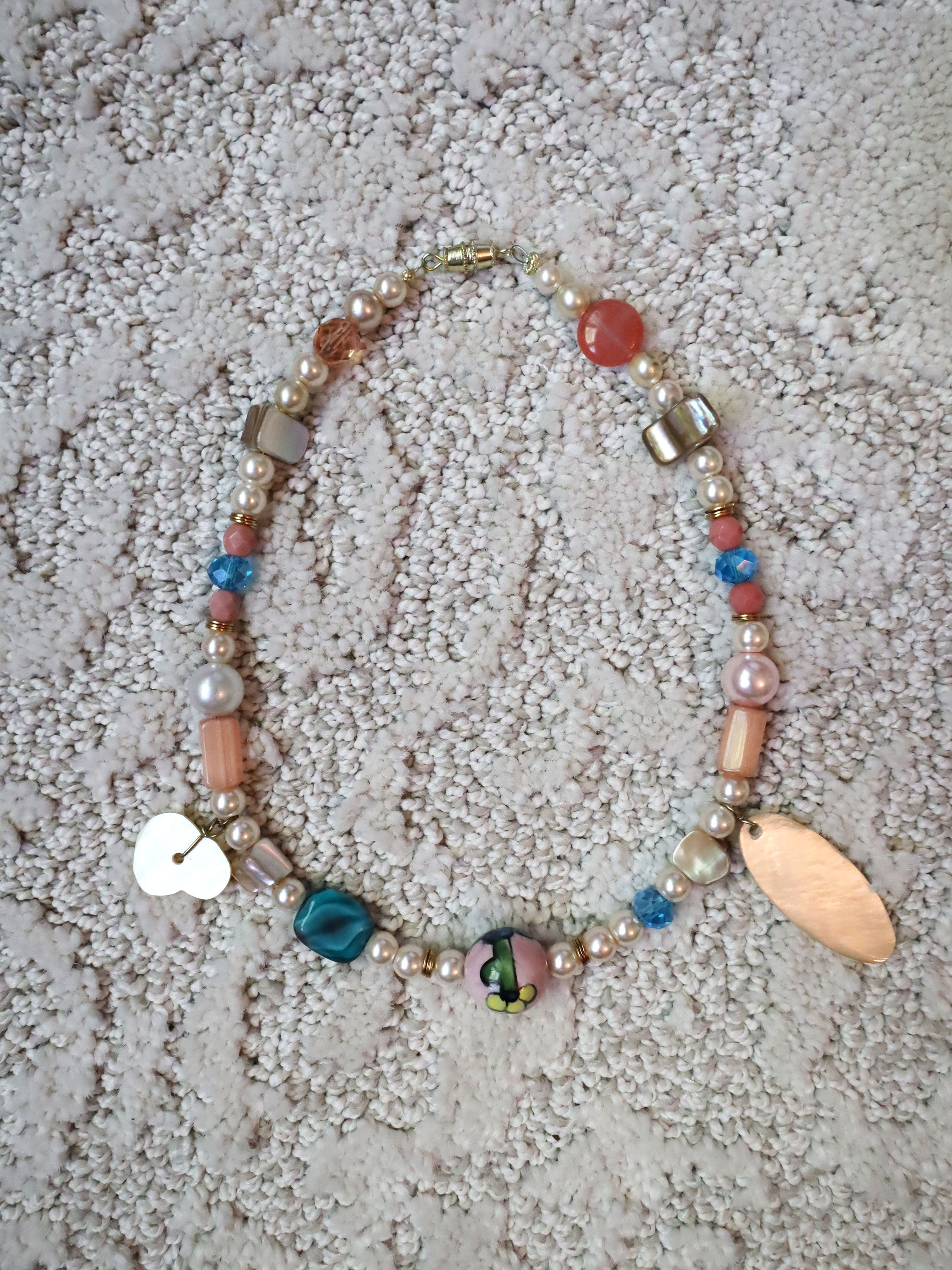 Falling Clouds - Recycled Handmade Pearls & Found Beads Necklace