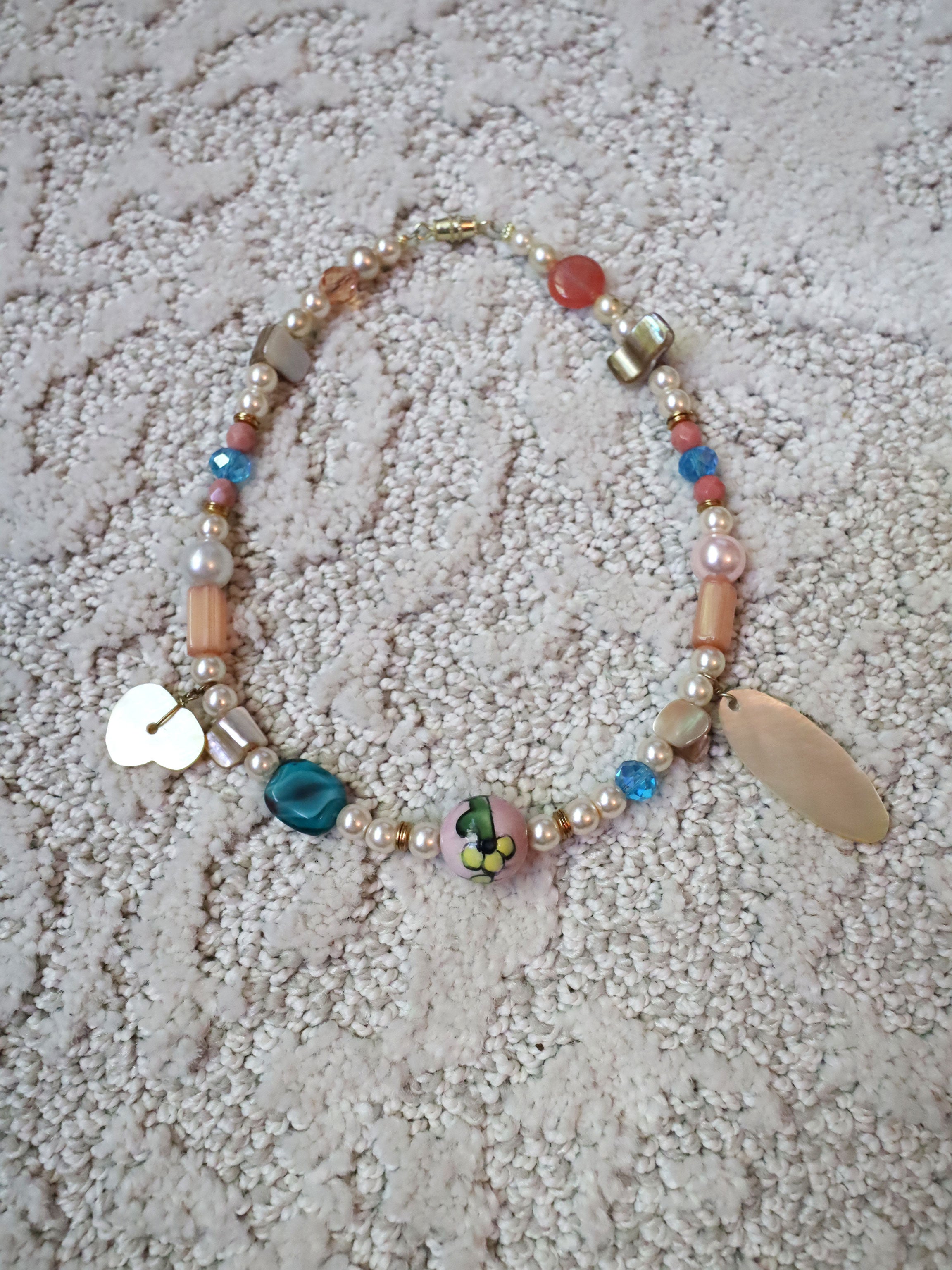 Falling Clouds - Recycled Handmade Pearls & Found Beads Necklace