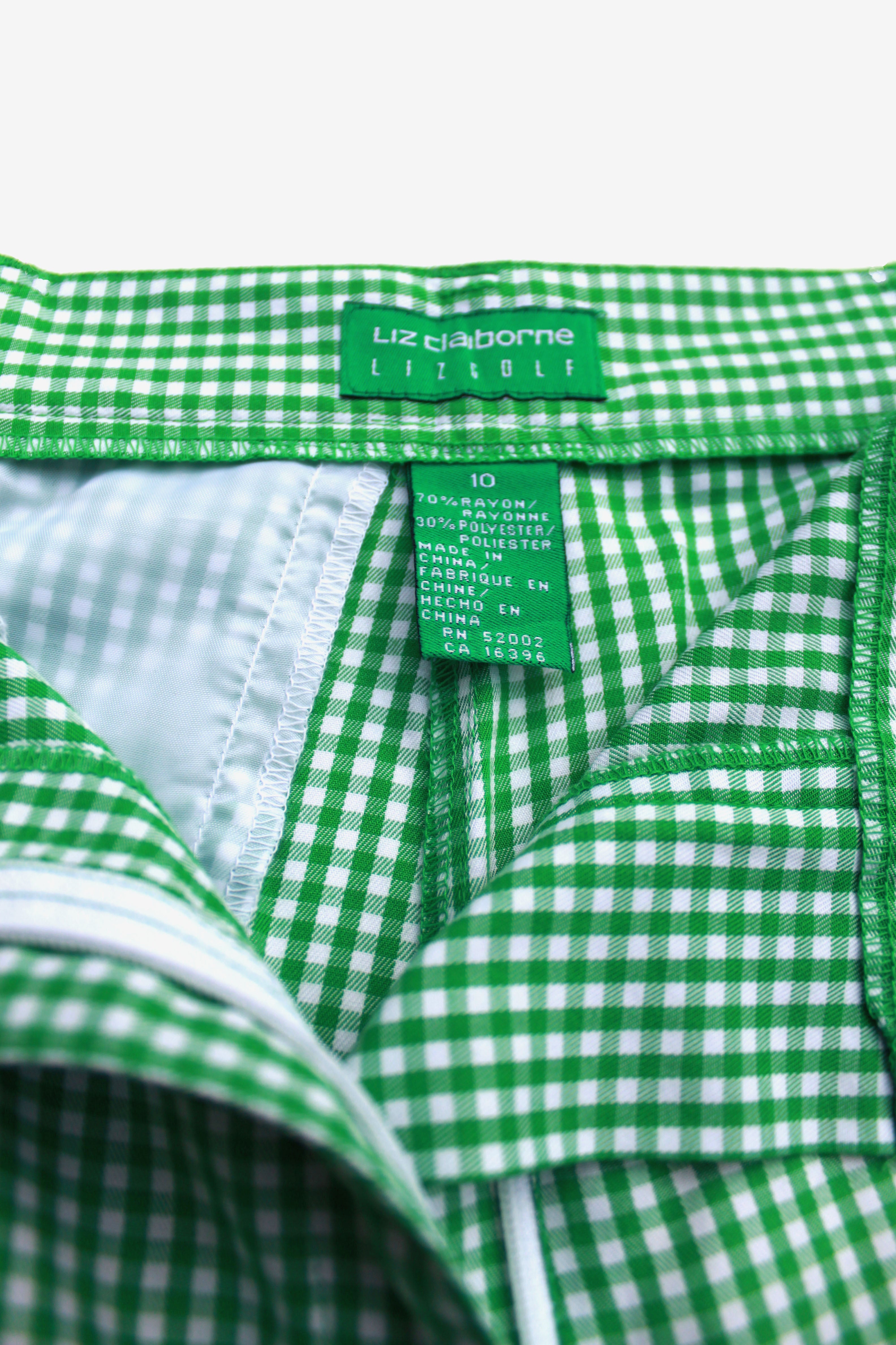 Vintage Liz Claiborne Green Gingham Walking Shorts (Only 1)