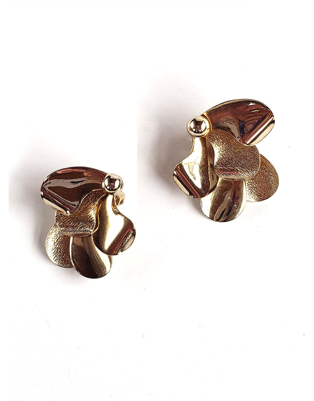 60s Mod Gold Flower Clip-on Earrings