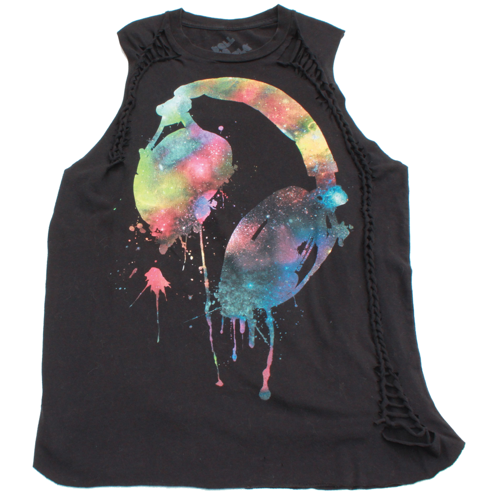 Altered Black Headphones Graphic Slashed Tee (Only 1)