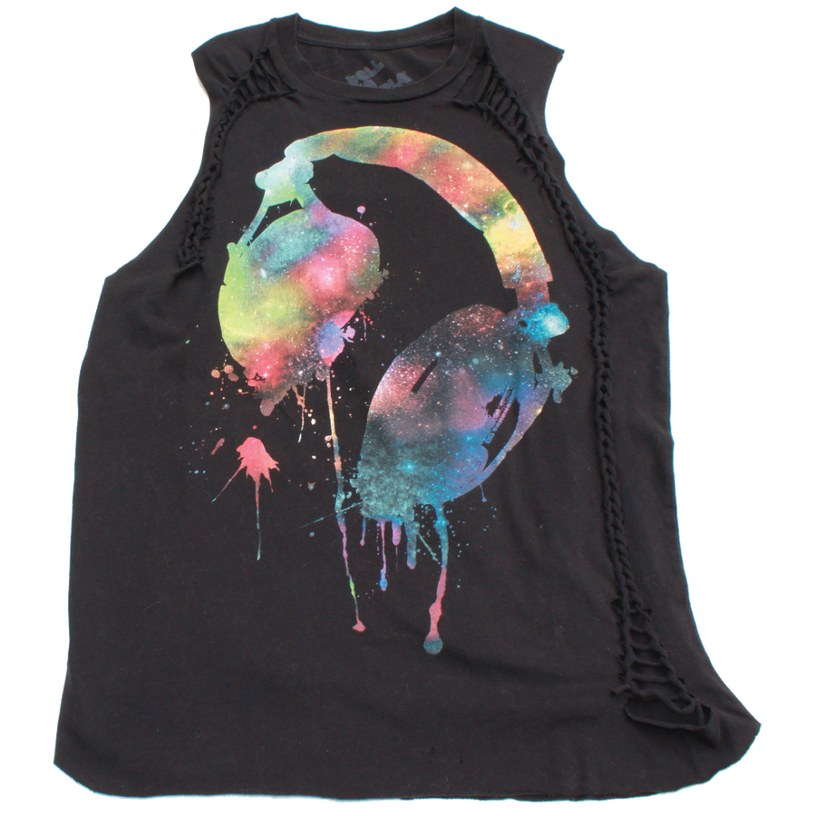 Altered Black Headphones Graphic Slashed Tee (Only 1)
