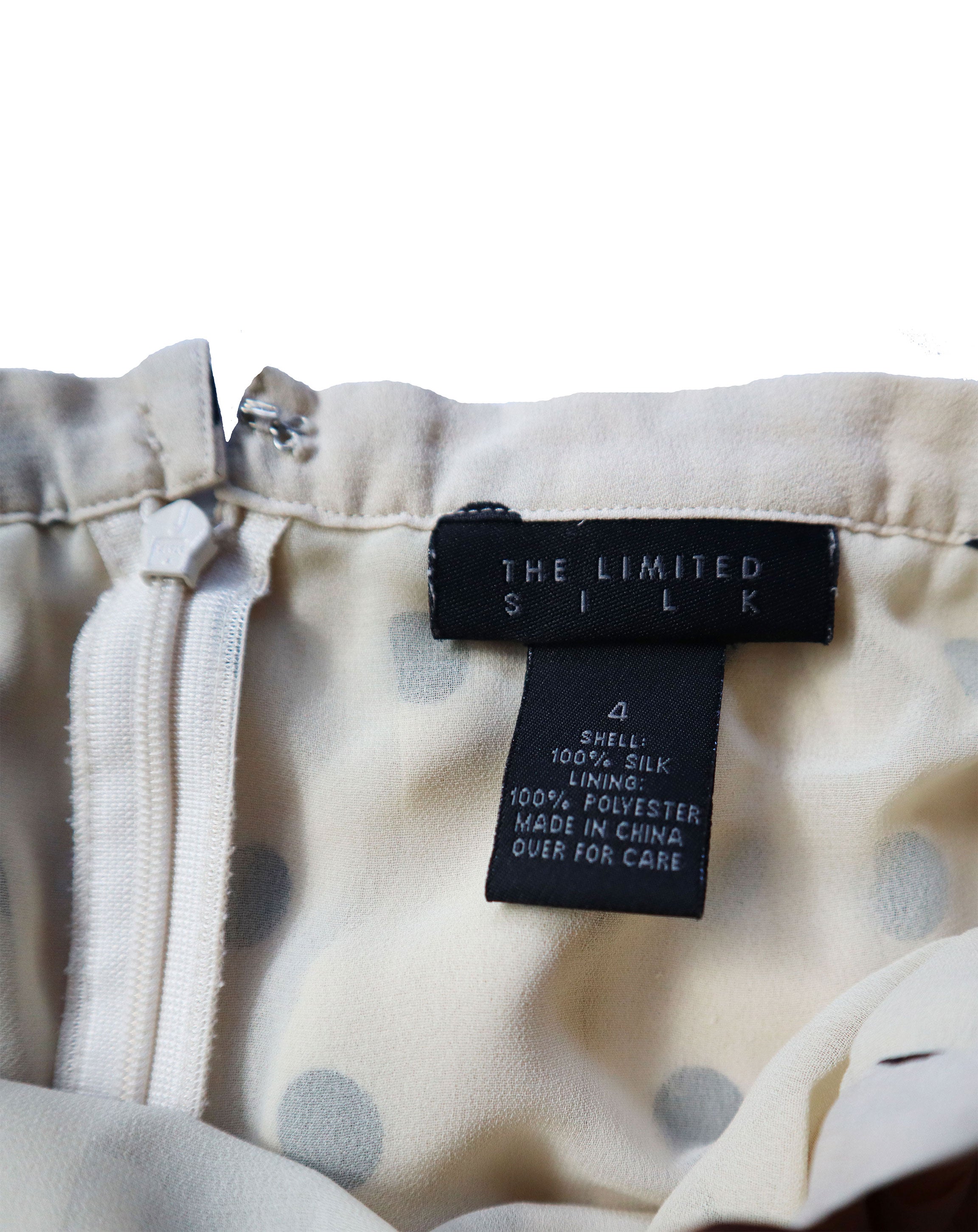 The Limited Silk Gauzy Cream Polka Dot Midi Skirt