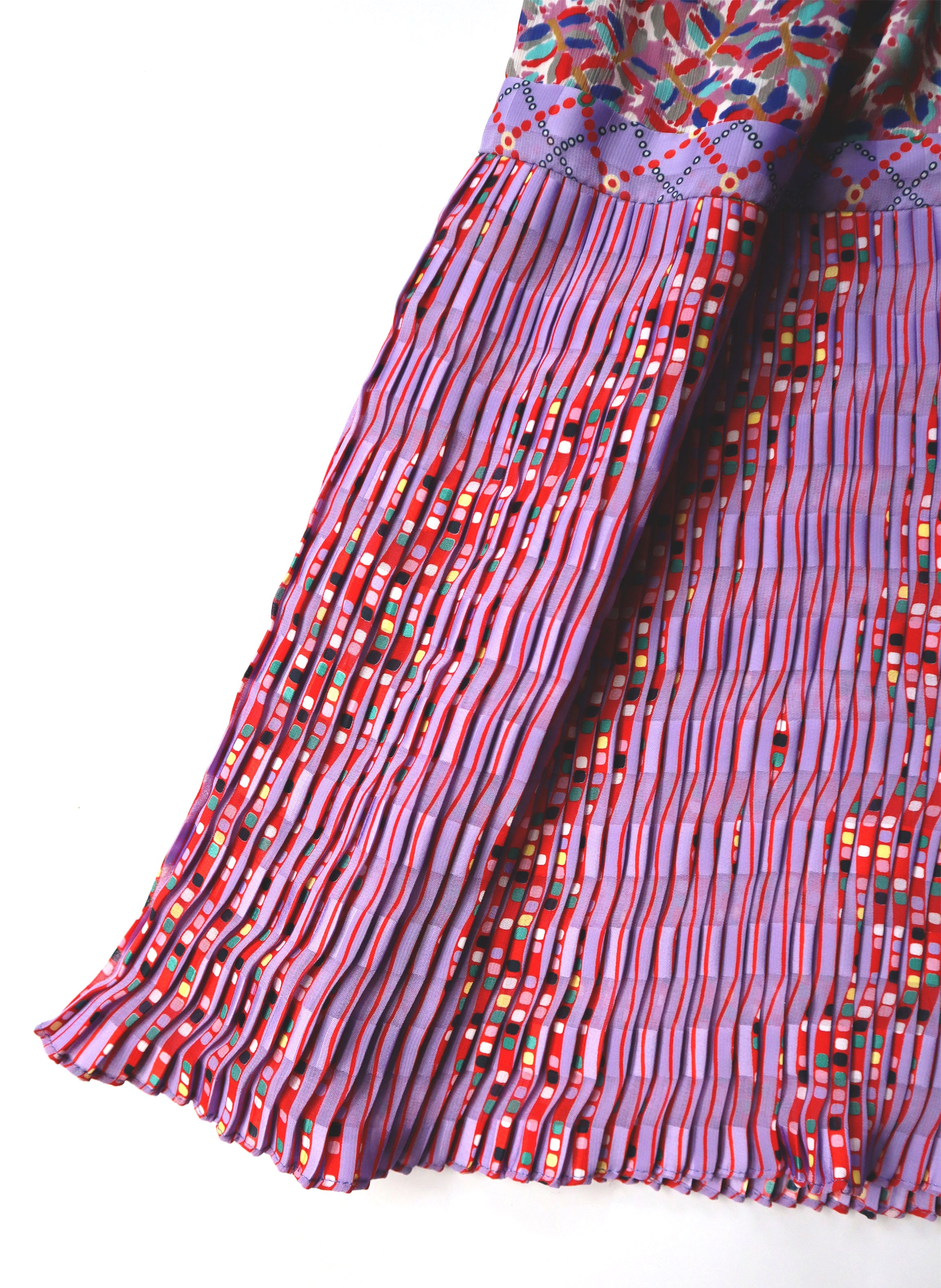 Vintage 90s Pleated & Tiered Bright Printed Skirt