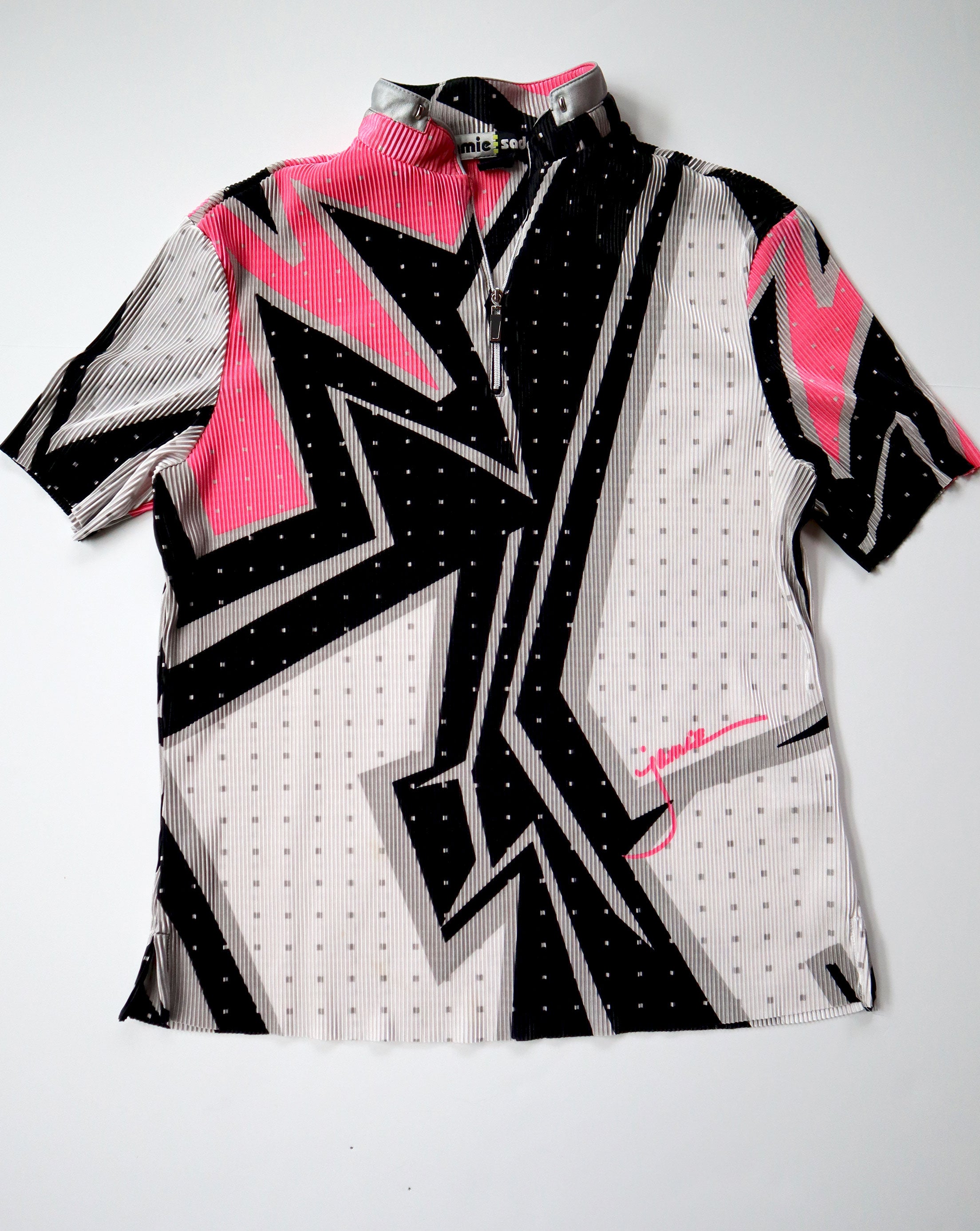 Jamie Sadock 80s Punk Style 1/4 Zip Crinkle Top