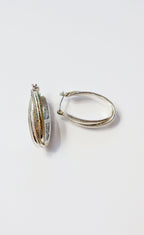 Vintage 80s Silver Oblong Ribbed Hoops