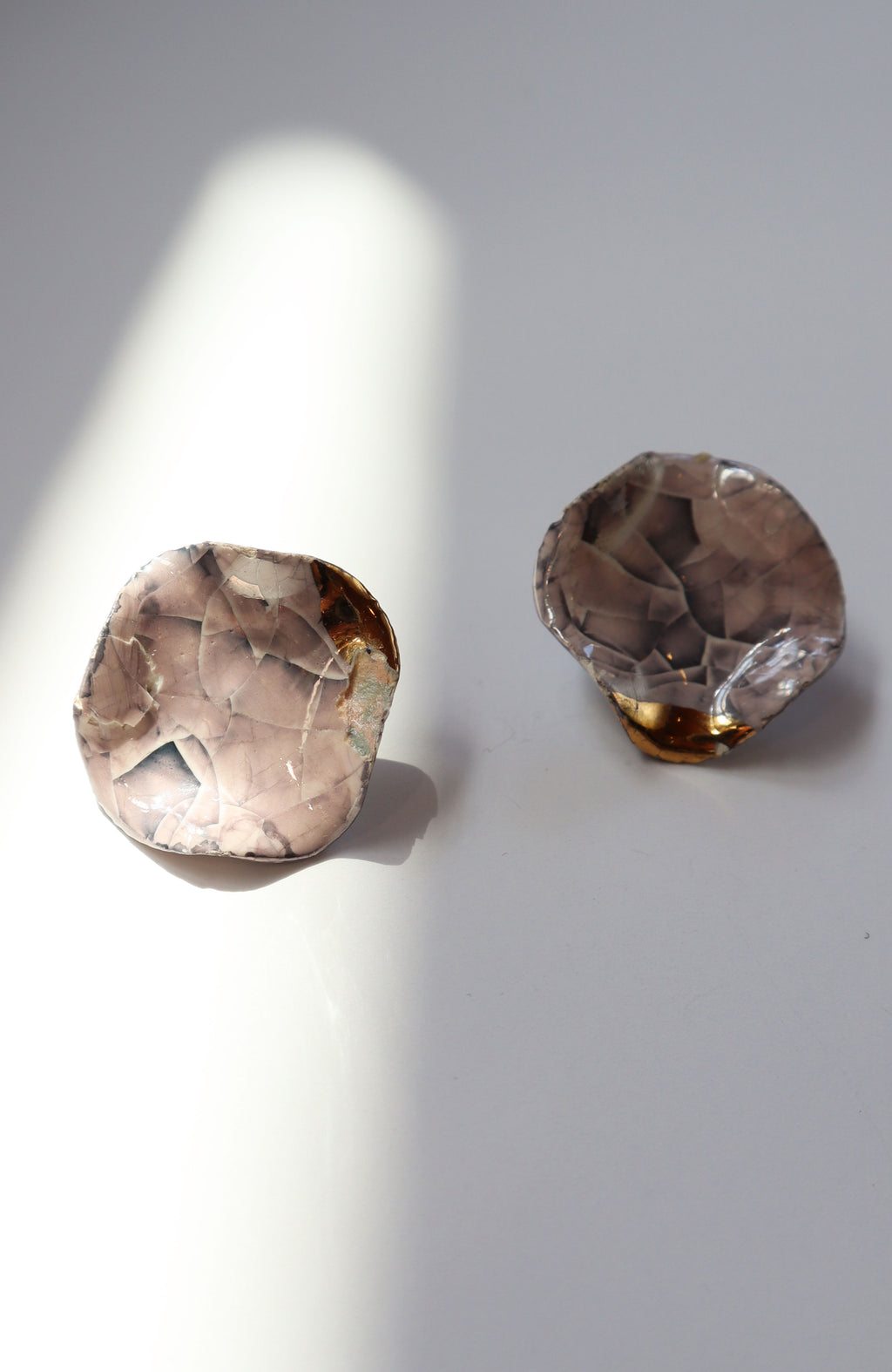 Vintage Lilac & Gold Ceramic Glazed Earrings