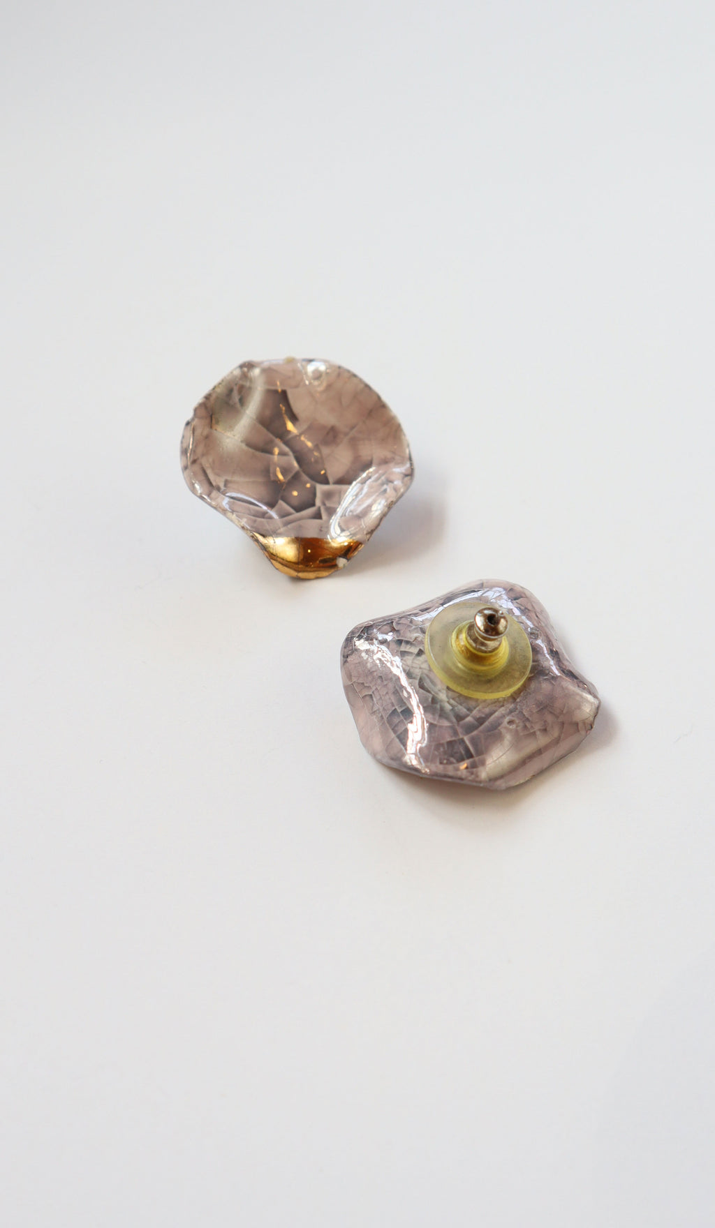 Vintage Lilac & Gold Ceramic Glazed Earrings