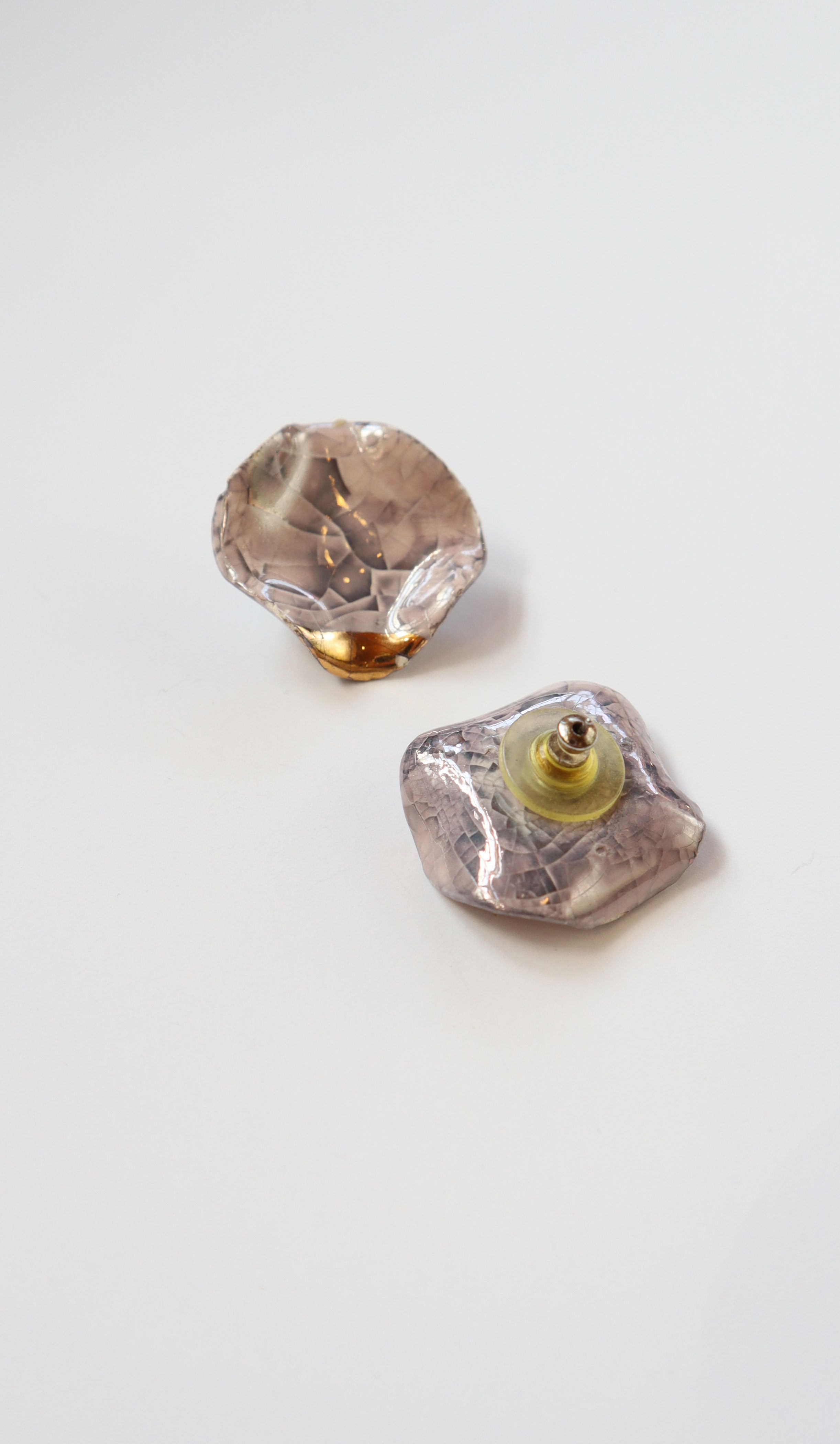 Vintage Lilac & Gold Ceramic Glazed Earrings