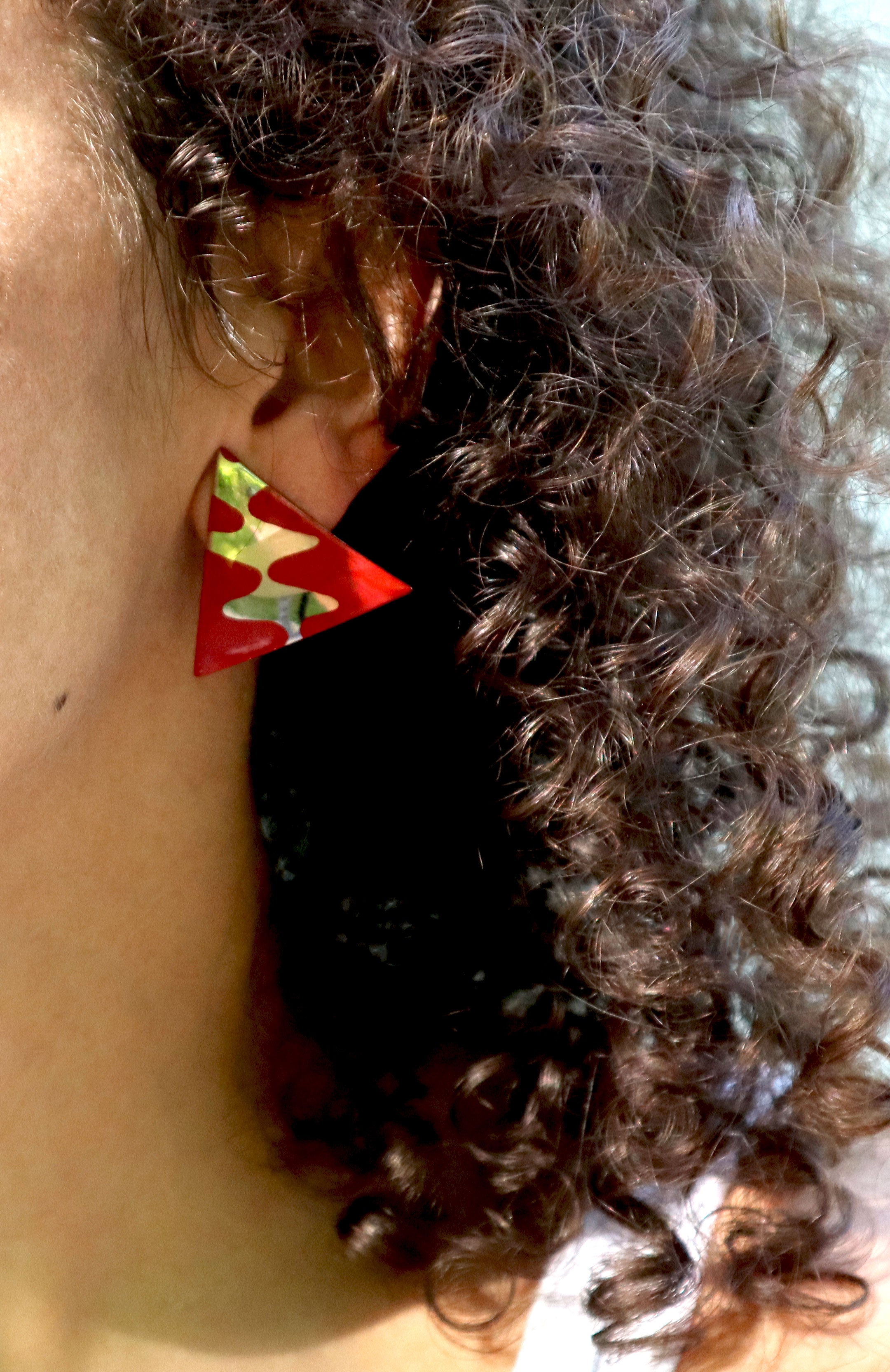 80s Red & Gold Enamel Earrings