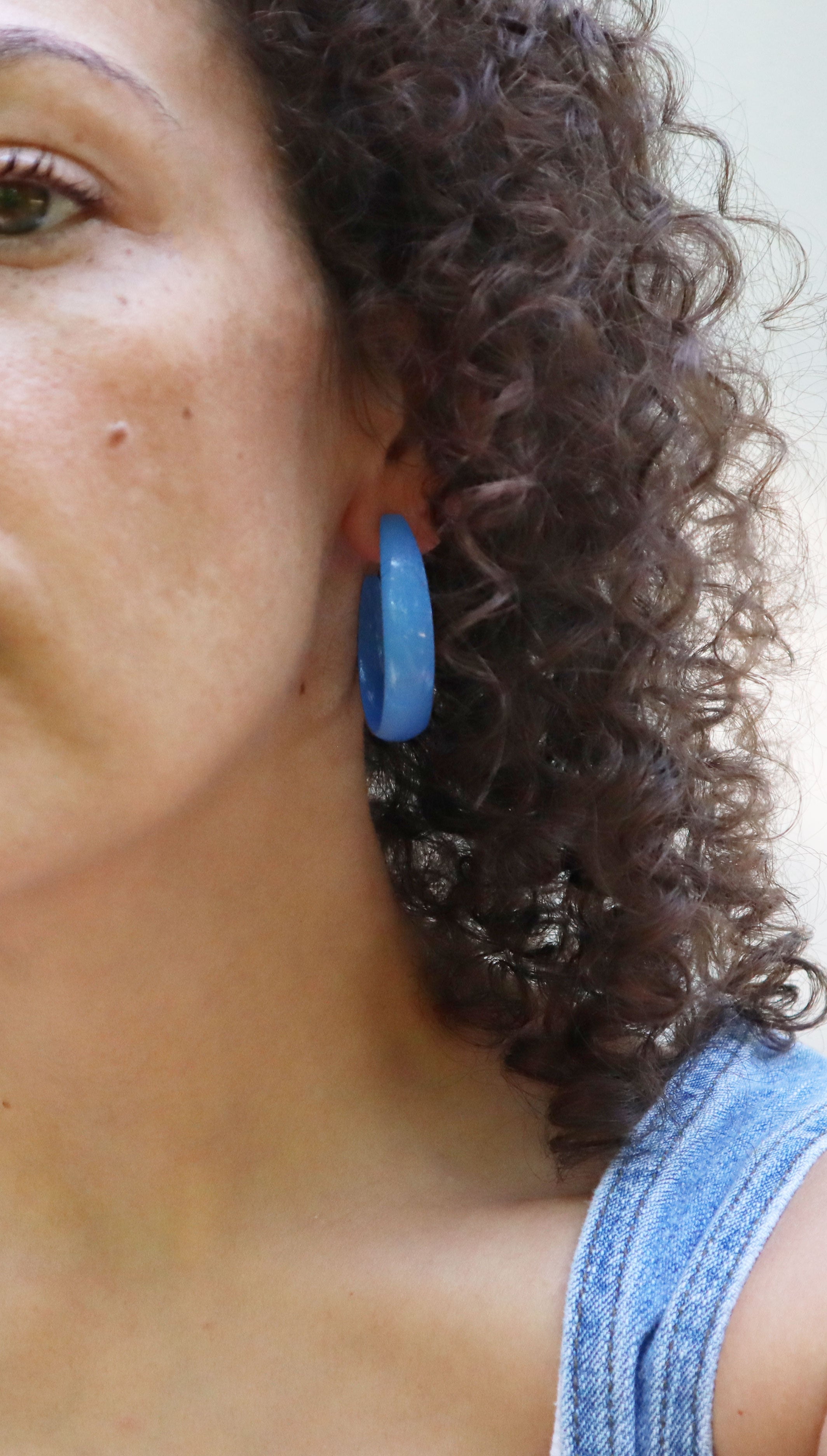 80s Electric Blue Hoop Earrings