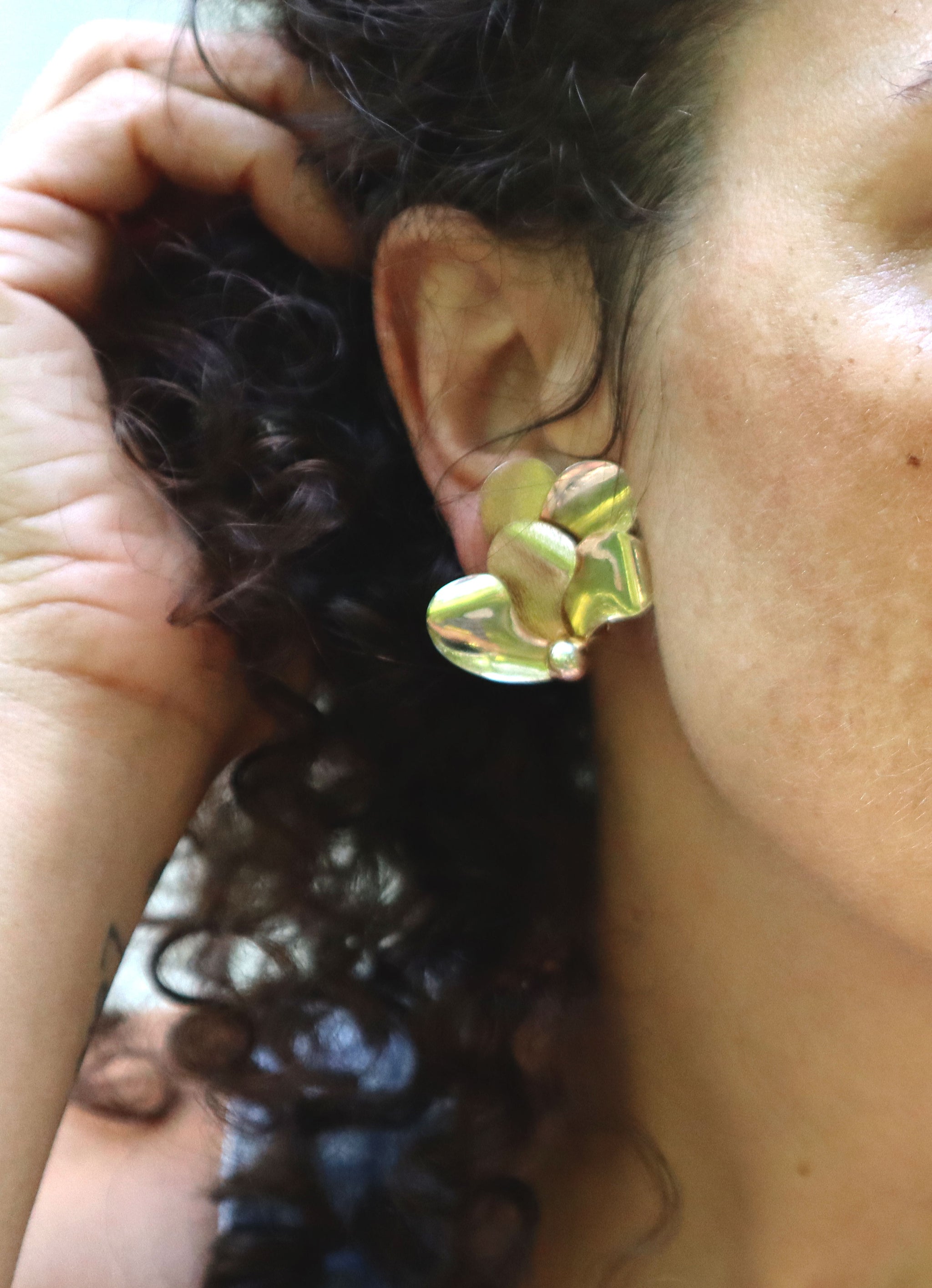 60s Mod Gold Flower Clip-on Earrings
