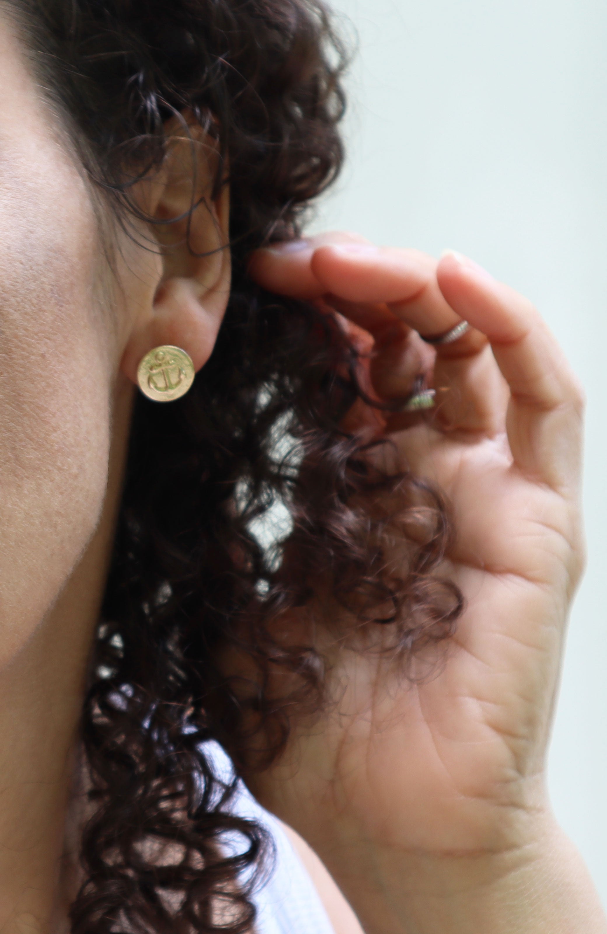 Vintage Round Anchor Post Earrings