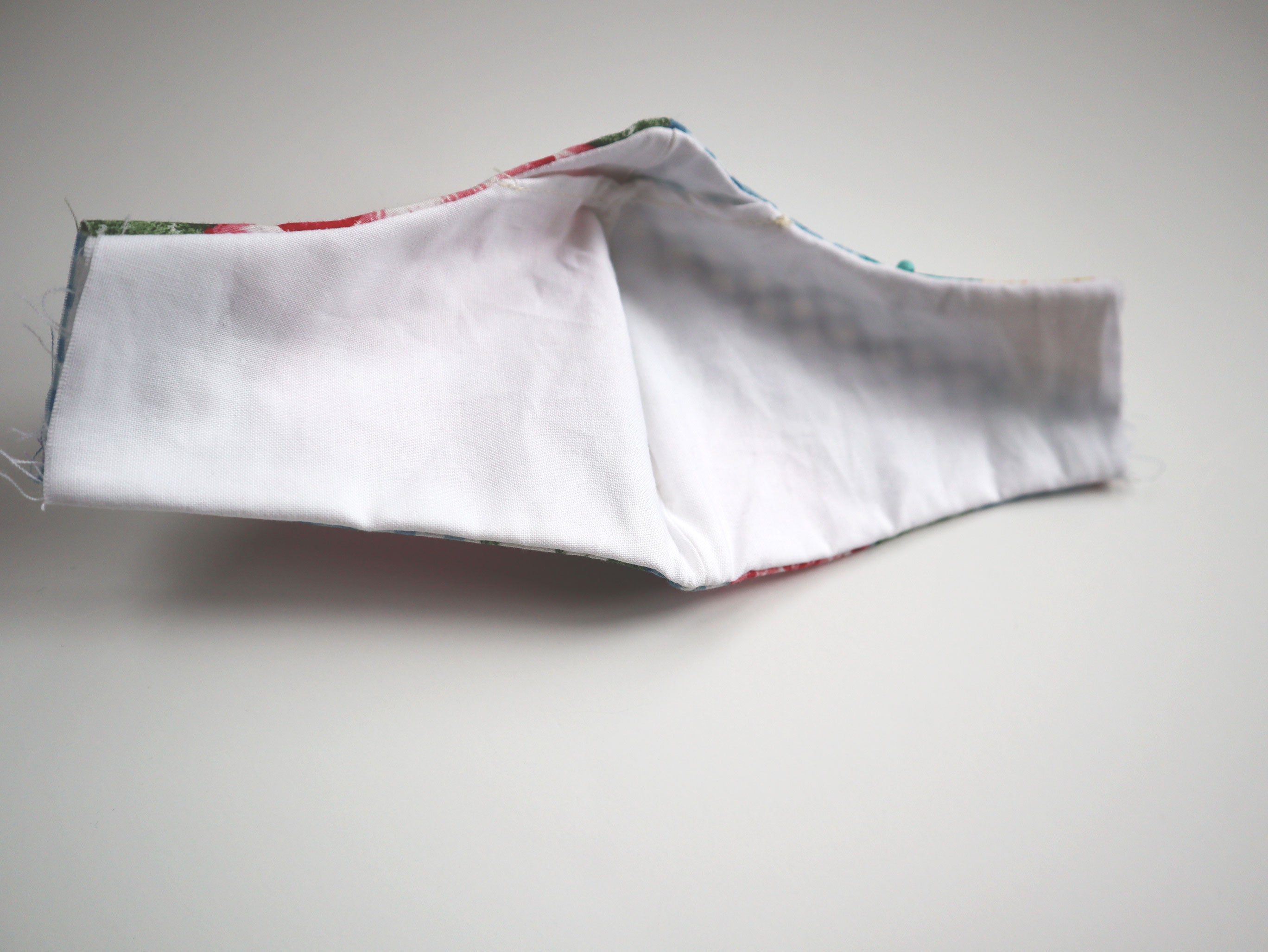 Teal Check & Pink Floral Mask w/Filter Pocket