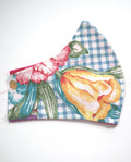 Reversible Teal Check & Pink Floral Mask