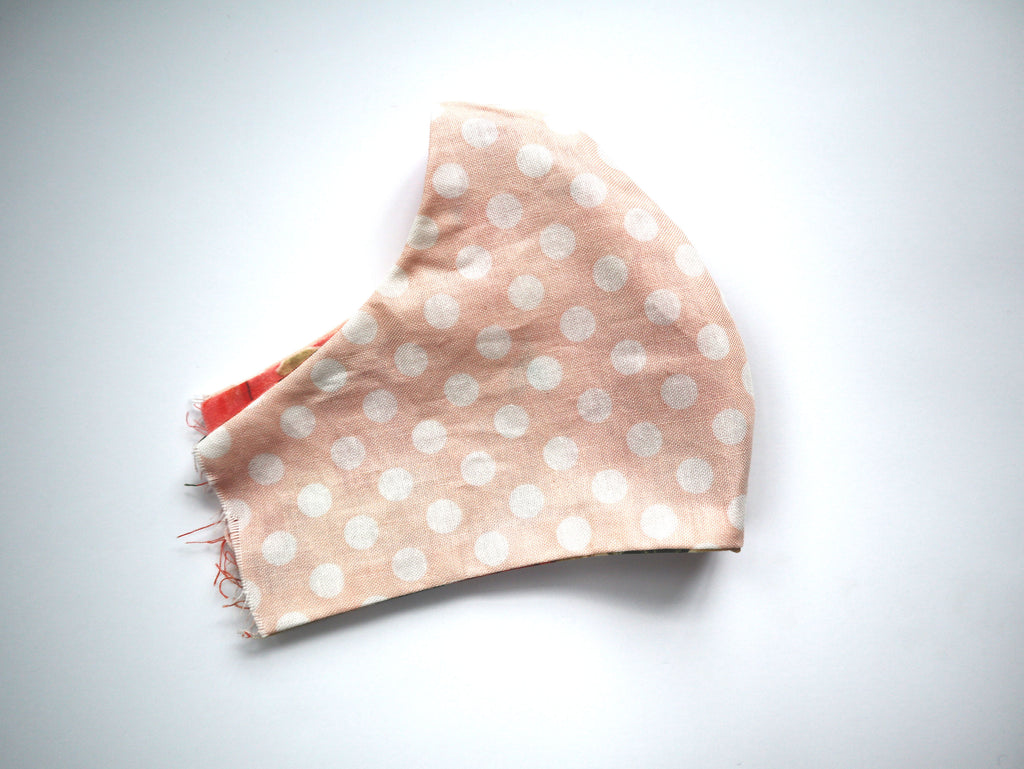 Reversible Coral Floral Mask w/Rhinestone Beading