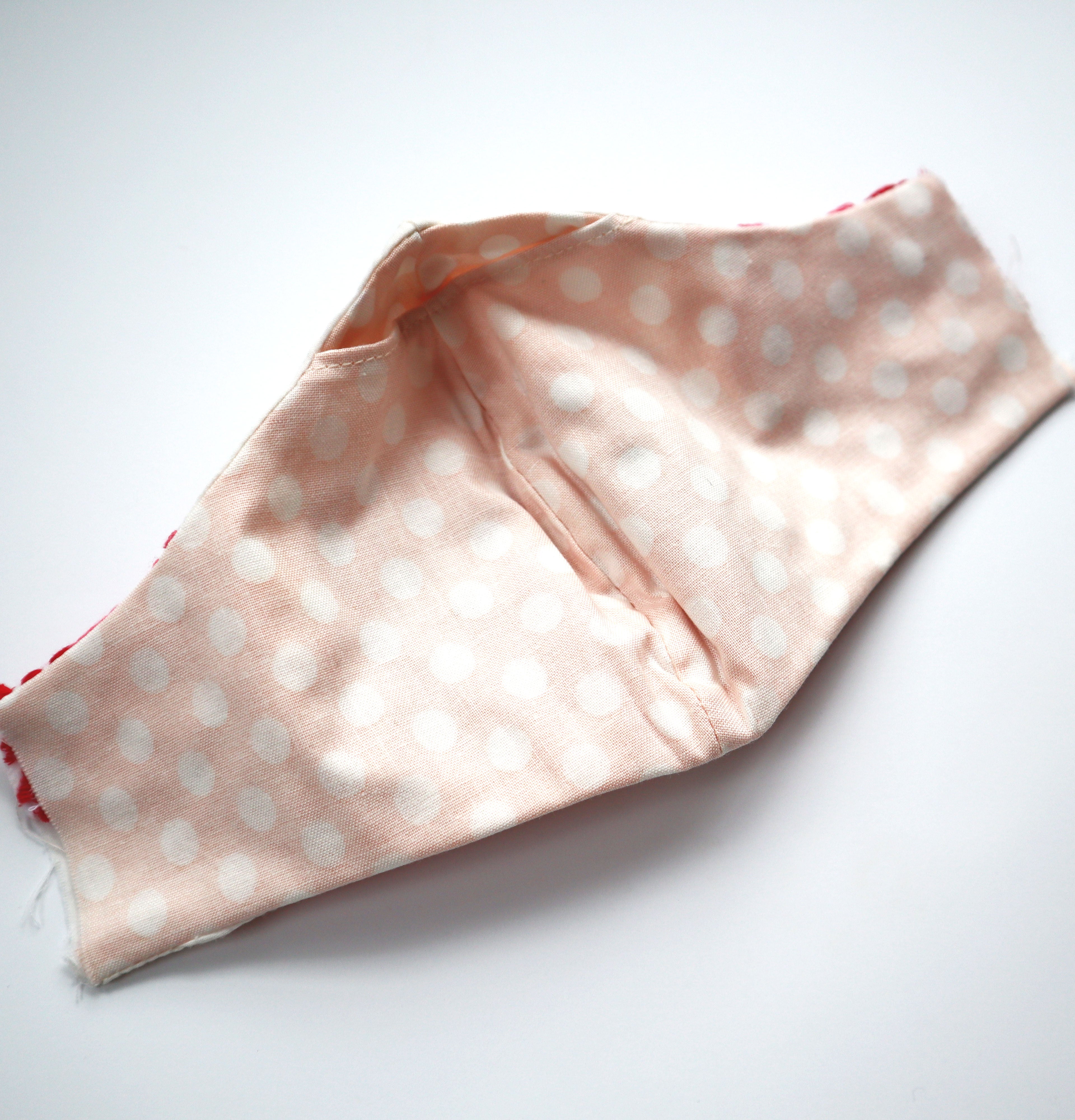 Embroidered Pink Floral with Teal Beads Mask w/ Filter Pocket