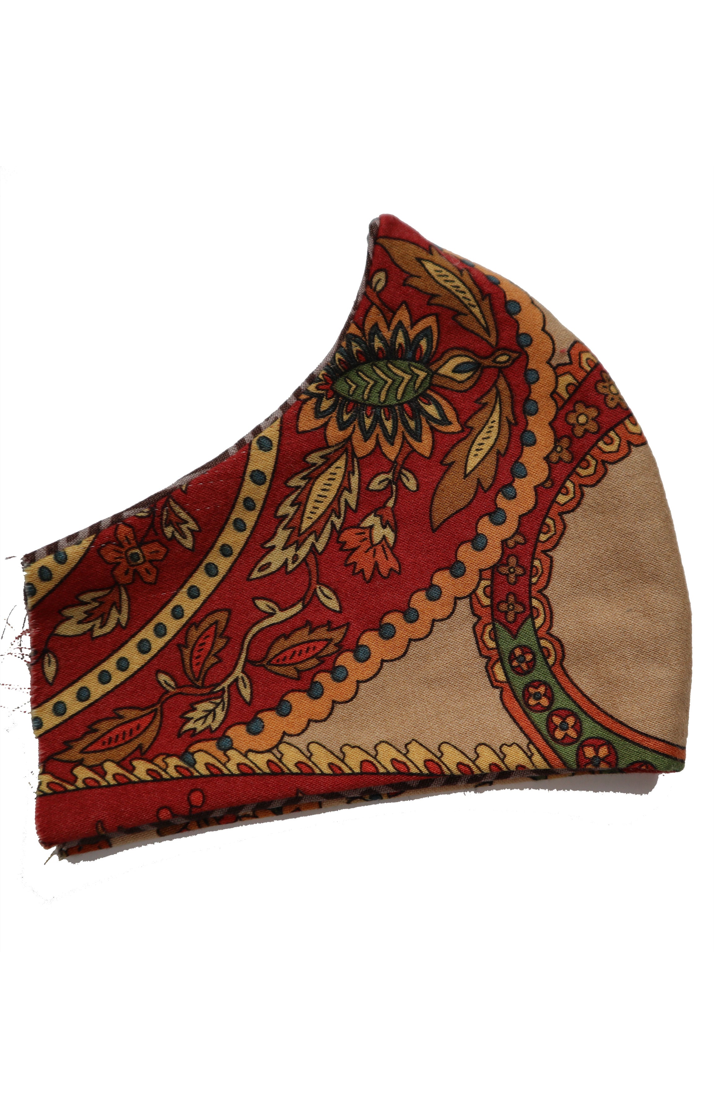 Reversible Taupe Paisley Mask