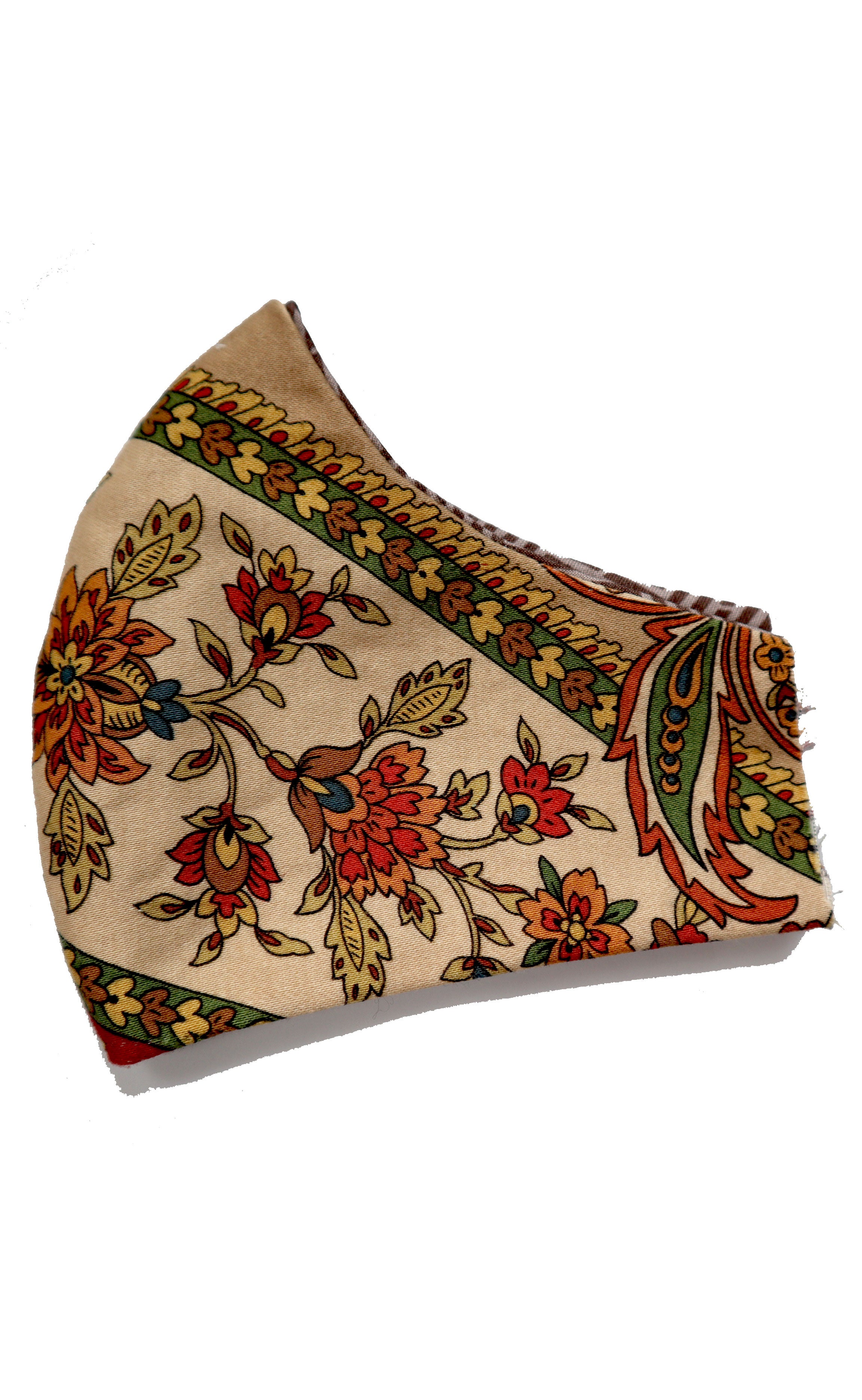 Reversible Taupe Paisley Mask