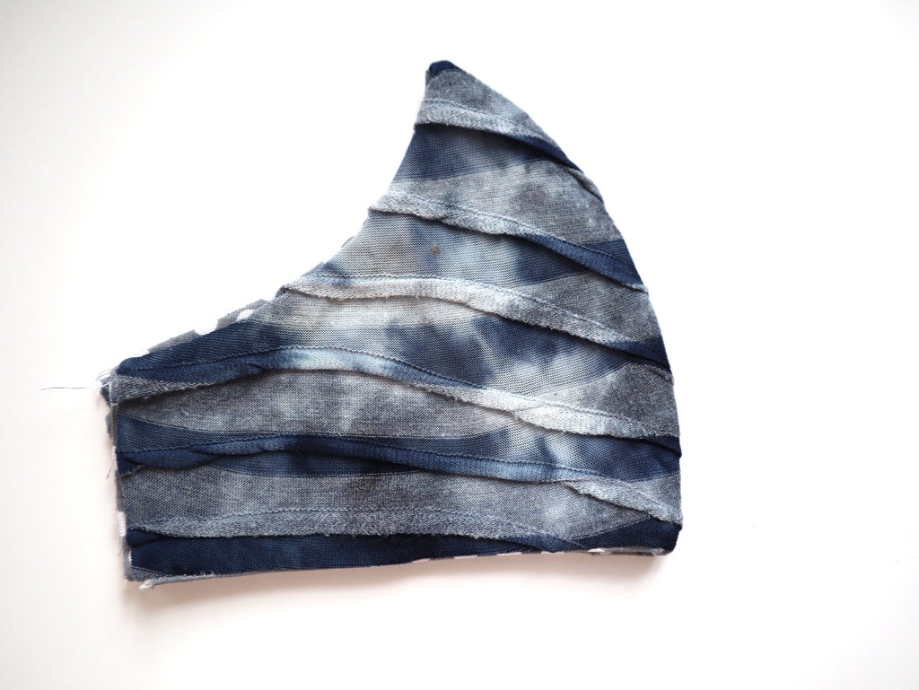 Reversible Blue Ripple Textured Fabric Mask