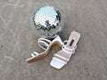Retro White Nine West Strap Square Toe Slip-on Heels - Size 8