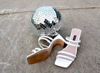 Retro White Nine West Strap Square Toe Slip-on Heels - Size 8