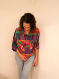 Vintage 80s Madras Plaid Crop Top
