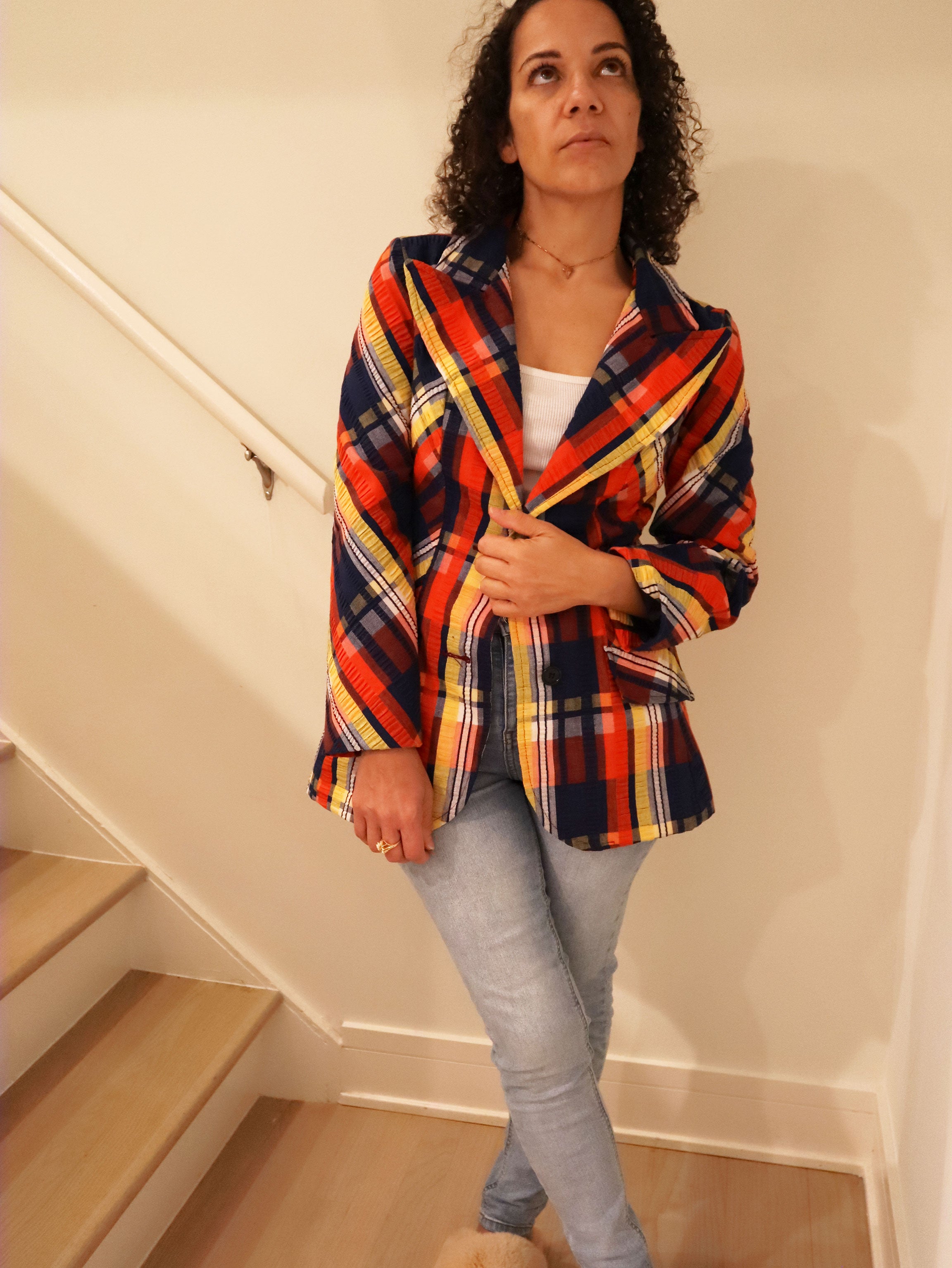 Rare Vintage Funky Plaid BLazer