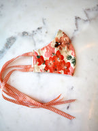 Reversible Coral Floral Mask w/Rhinestone Beading