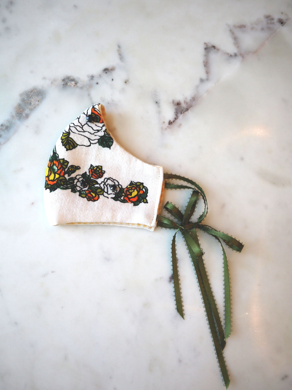 Reversible Yellow/Orange Floral Tea Towel Fabric Mask