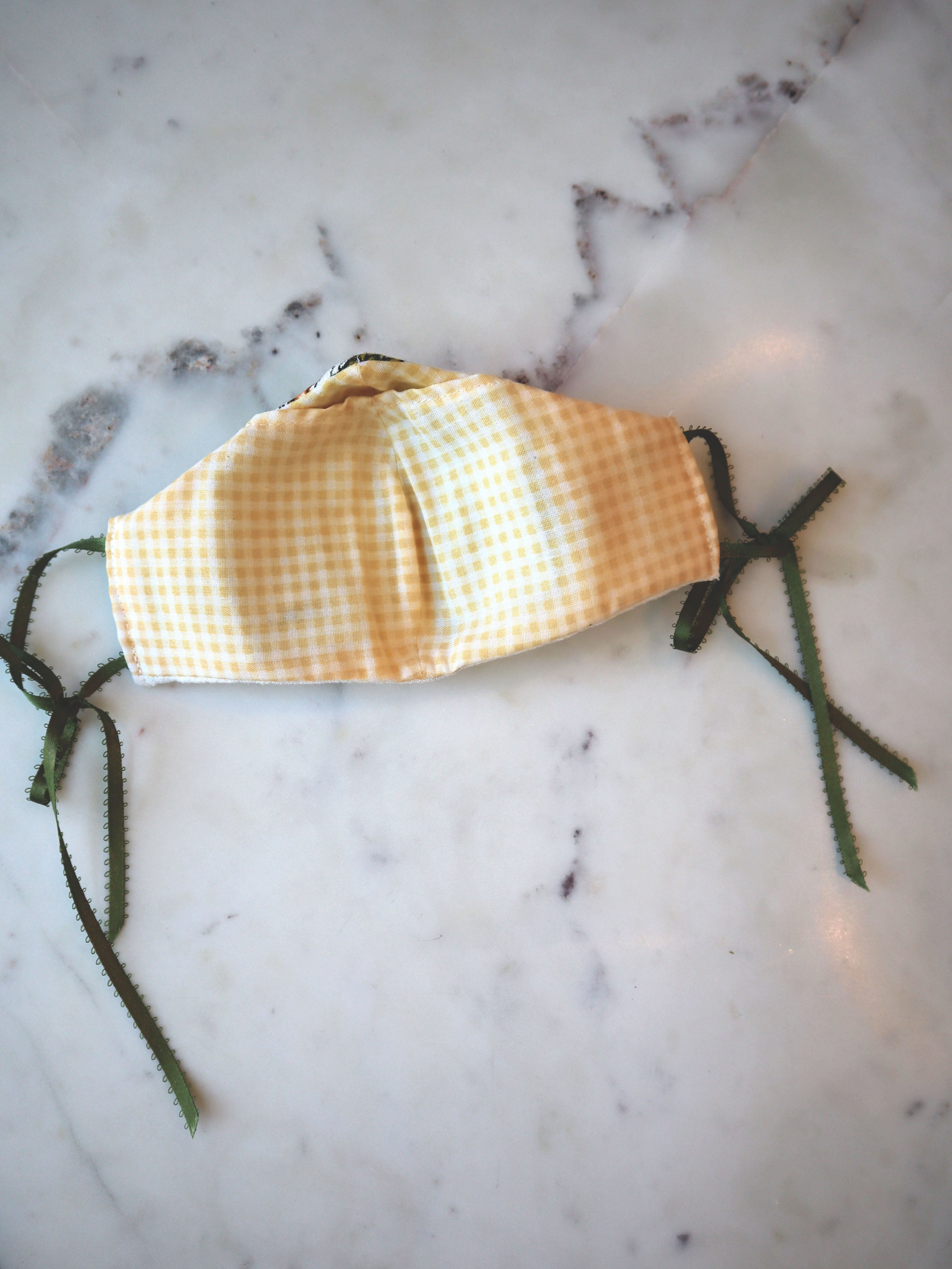 Reversible Yellow/Orange Floral Tea Towel Fabric Mask