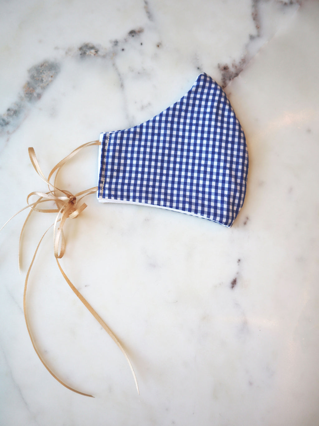 Blue Check Mask w/ Fleur de lis Patch & Filter Pocket