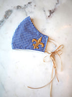 Blue Check Mask w/ Fleur de lis Patch & Filter Pocket