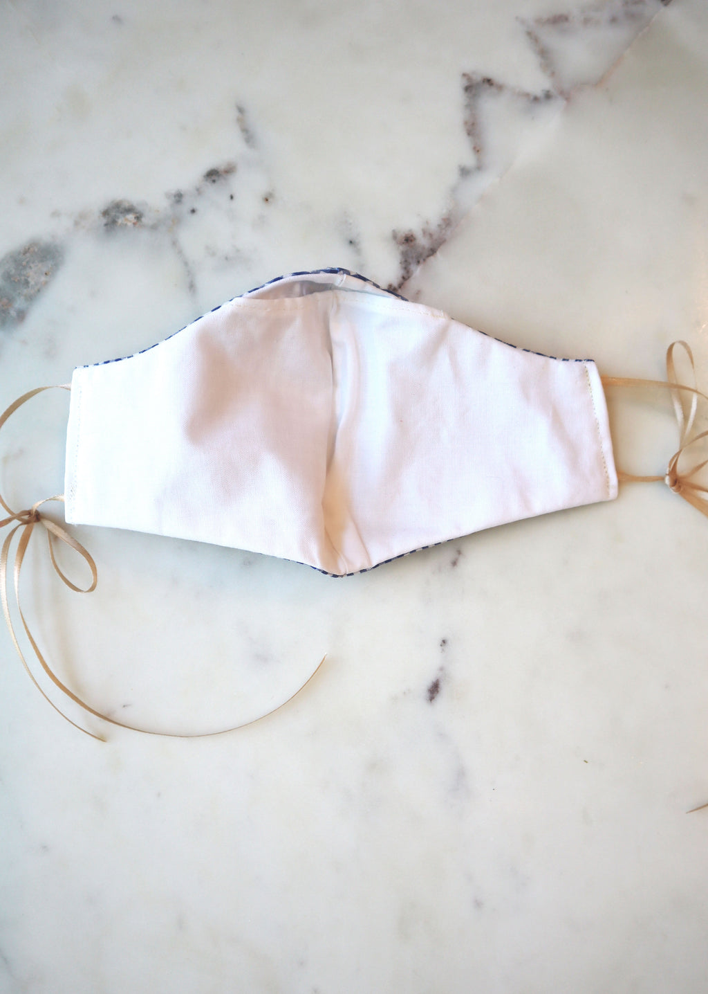 Blue Check Mask w/ Gold Braiding Trim & Filter Pocket