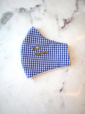 Blue Check Mask w/ Beaded Message & Filter Pocket