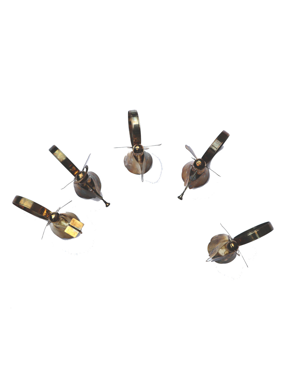 Vintage Brass Angel Napkin Rings (Set of 5)