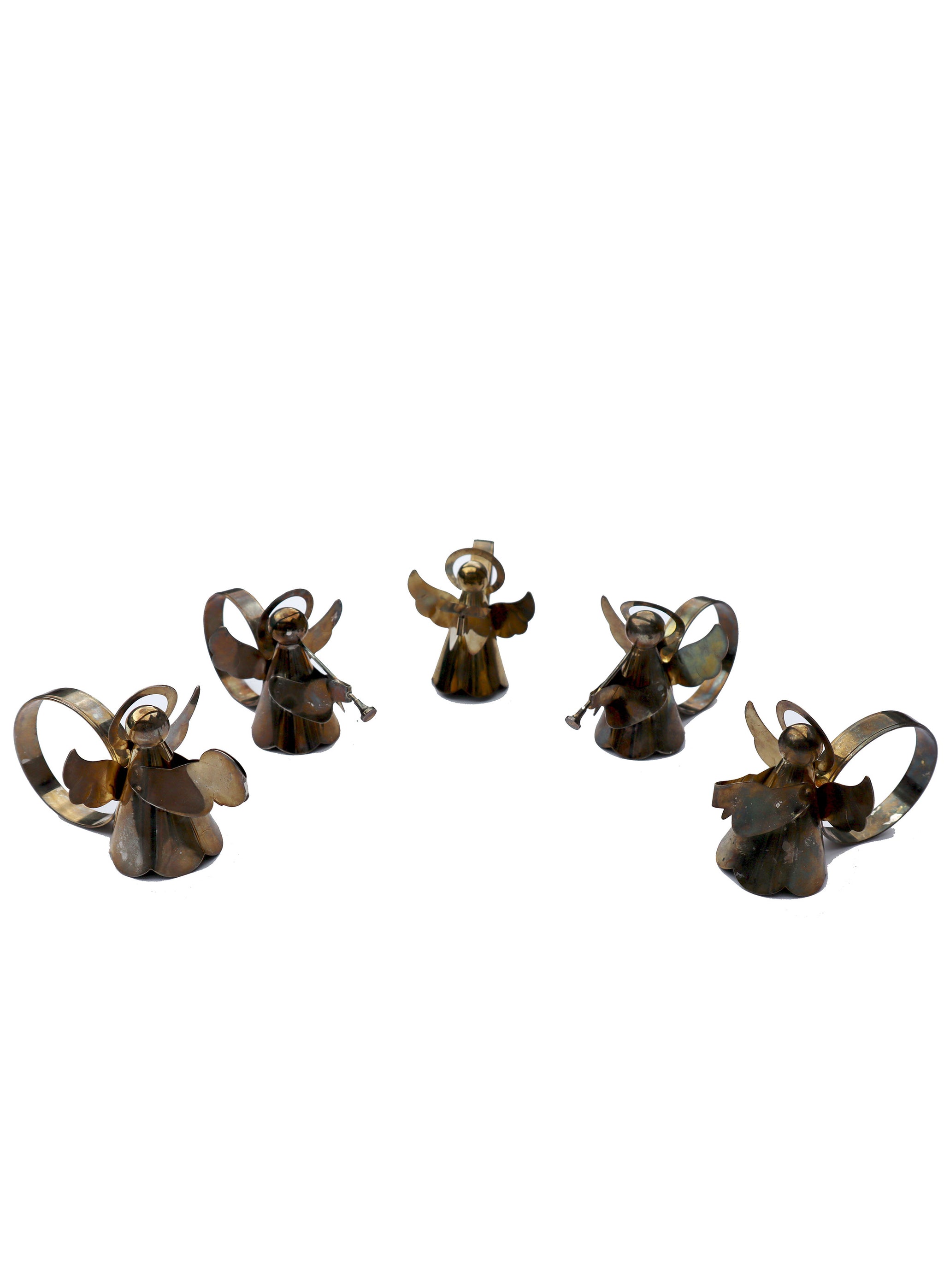 Vintage Brass Angel Napkin Rings (Set of 5)