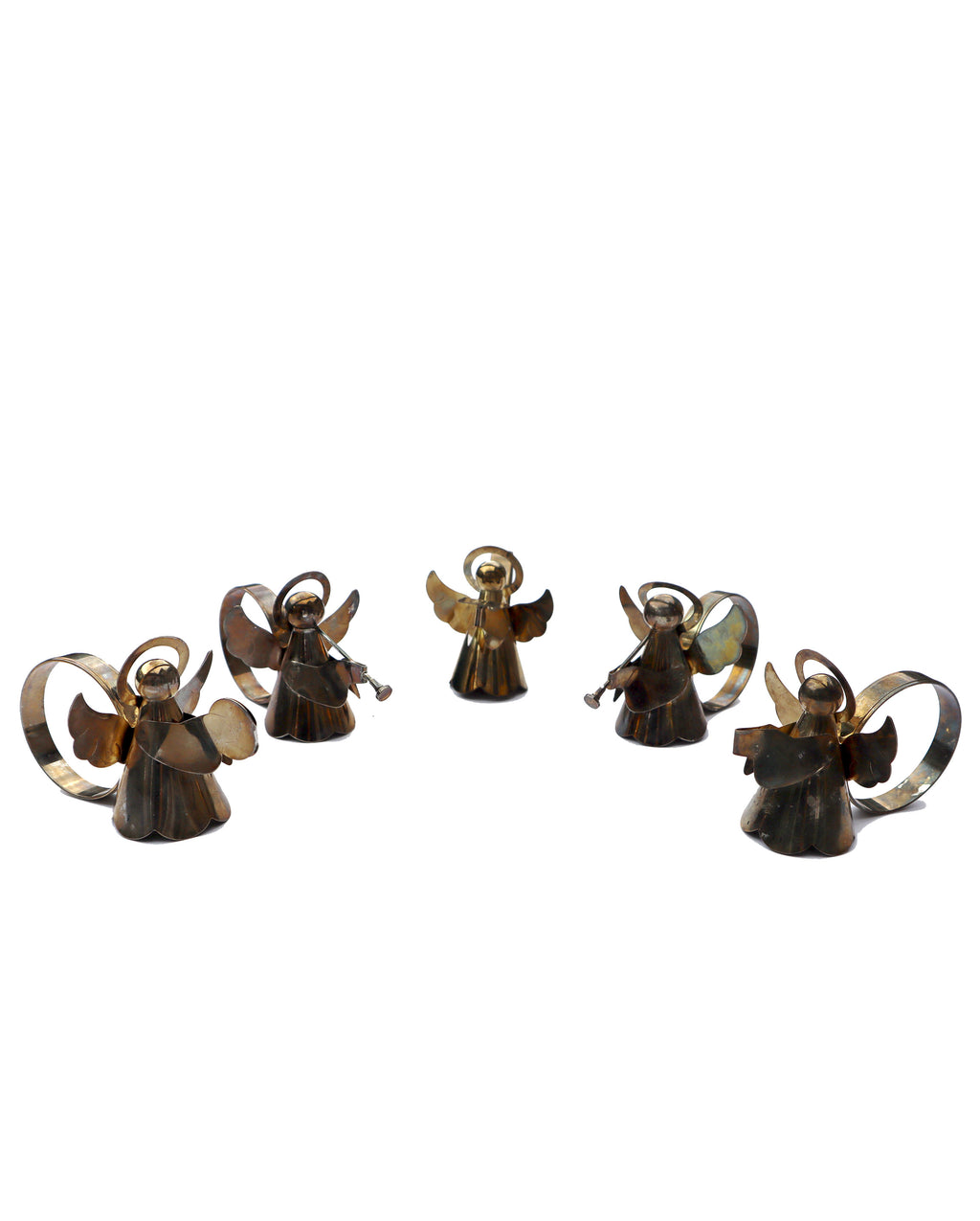 Vintage Brass Angel Napkin Rings (Set of 5)